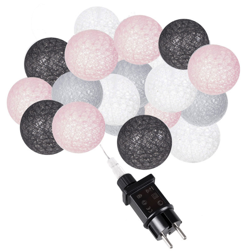 LED světelný řetěz Bavlněné koule 6cm - 5,5m, 20LED, teplá bílá LED světelný řetěz Bavlněné koule 6cm - 5,5m, 20LED, teplá bílá