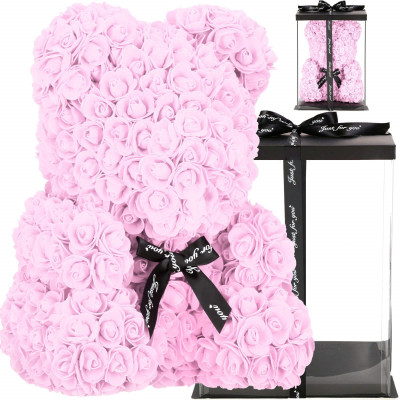 Medvídek z růží 40 cm, růžový SPRINGOS ROSE BEAR
