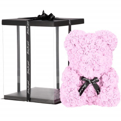 Medvídek z růží 40 cm, růžový SPRINGOS ROSE BEAR