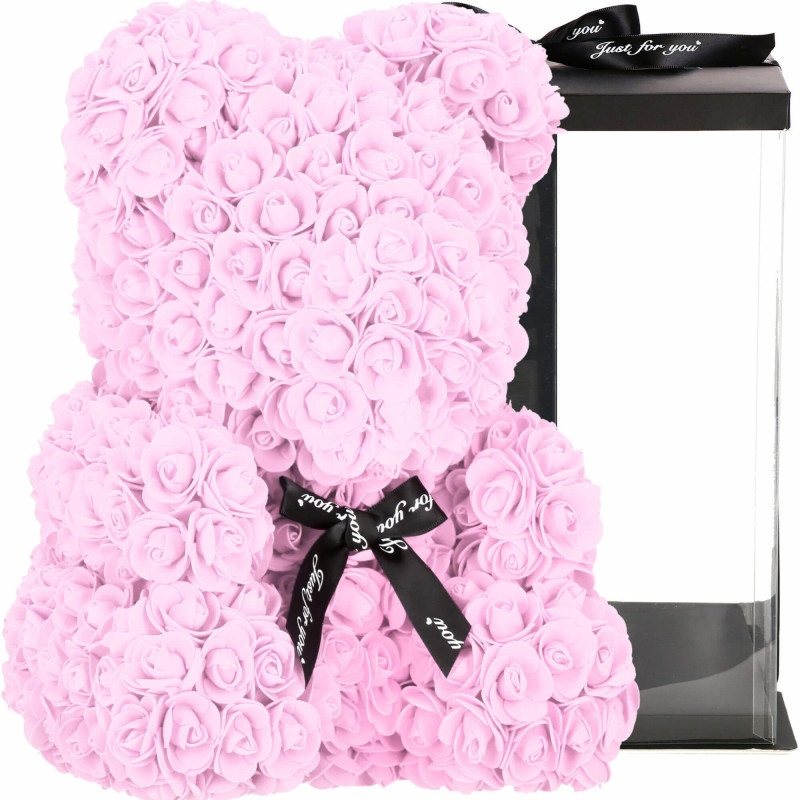 Medvídek z růží 40 cm, růžový SPRINGOS ROSE BEAR Medvídek z růží 40 cm, růžový SPRINGOS ROSE BEAR