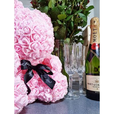 Medvídek z růží 40 cm, růžový SPRINGOS ROSE BEAR