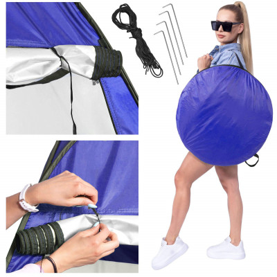 Plážový pop up stan 150x150x190 cm, modrý SPRINGOS PULA