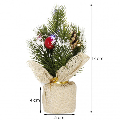 Vánoční stromeček s led osvětlením 17 cm, zasněžený