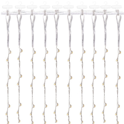 LED Nano světelný závěs - 3x2m, 200LED, 8 funkcí, ovladač, USB, IP44, teplá bílá