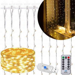 LED Nano světelný závěs - 3x2m, 200LED, 8 funkcí, ovladač, USB, IP44, teplá bílá