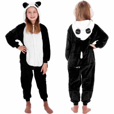 Pyžamo Kigurumi Panda černo-bílé, vel. 120-130 cm SPRINGOS