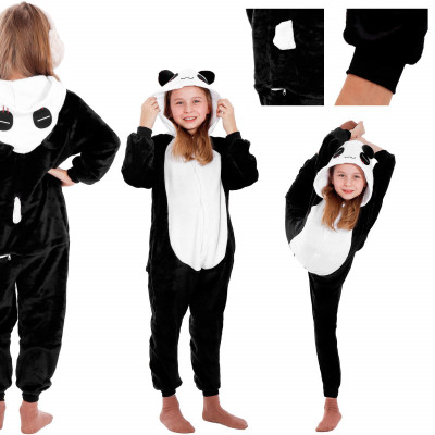 Pyžamo Kigurumi Panda černo-bílé, vel. 120-130 cm SPRINGOS