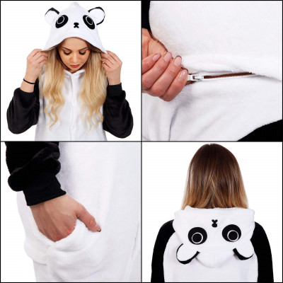 Pyžamo Kigurumi Panda černo-bílé, vel. M SPRINGOS