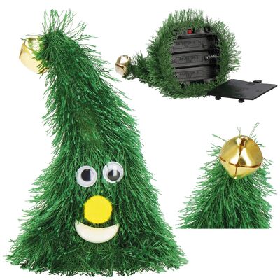 Tančící a zpívající stromeček 16 cm zelený, vánoční dekorace