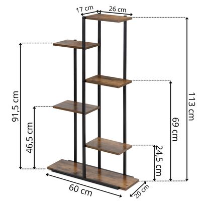Kovový stojan na květiny 113 cm SPRINGOS GA0211 tmavě hnědý