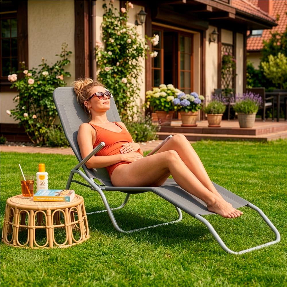 Zahradní lehátko SPRINGOS SIESTA tmavě šedé