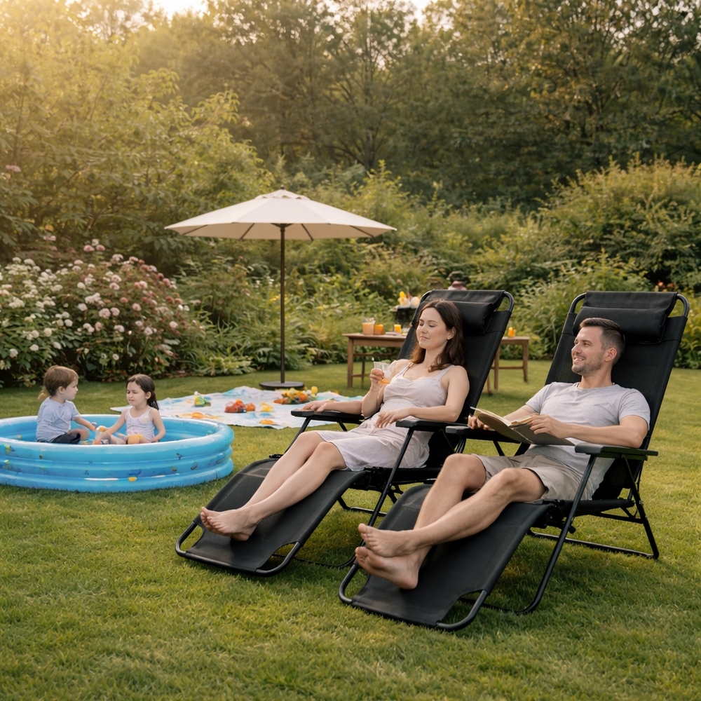 Zahradní polohovací křeslo SPRINGOS RELAX tmavě šedé