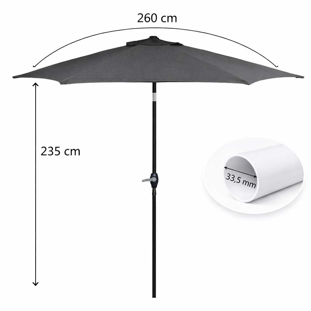 Zahradní slunečník 250 cm, tmavě šedý SPRINGOS SUNNY GU0021