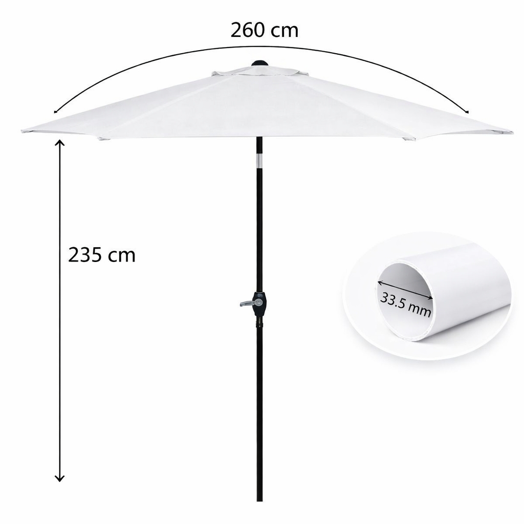 Zahradní slunečník 250 cm, světle šedý SPRINGOS SUNNY GU0022