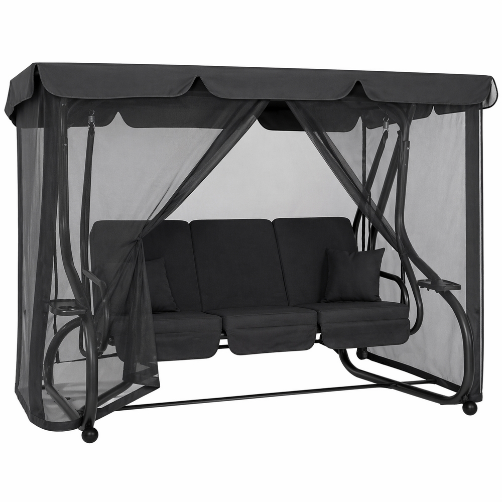 Zahradní houpačka SPRINGOS BOHEMA 3-místná, tmavě šedá