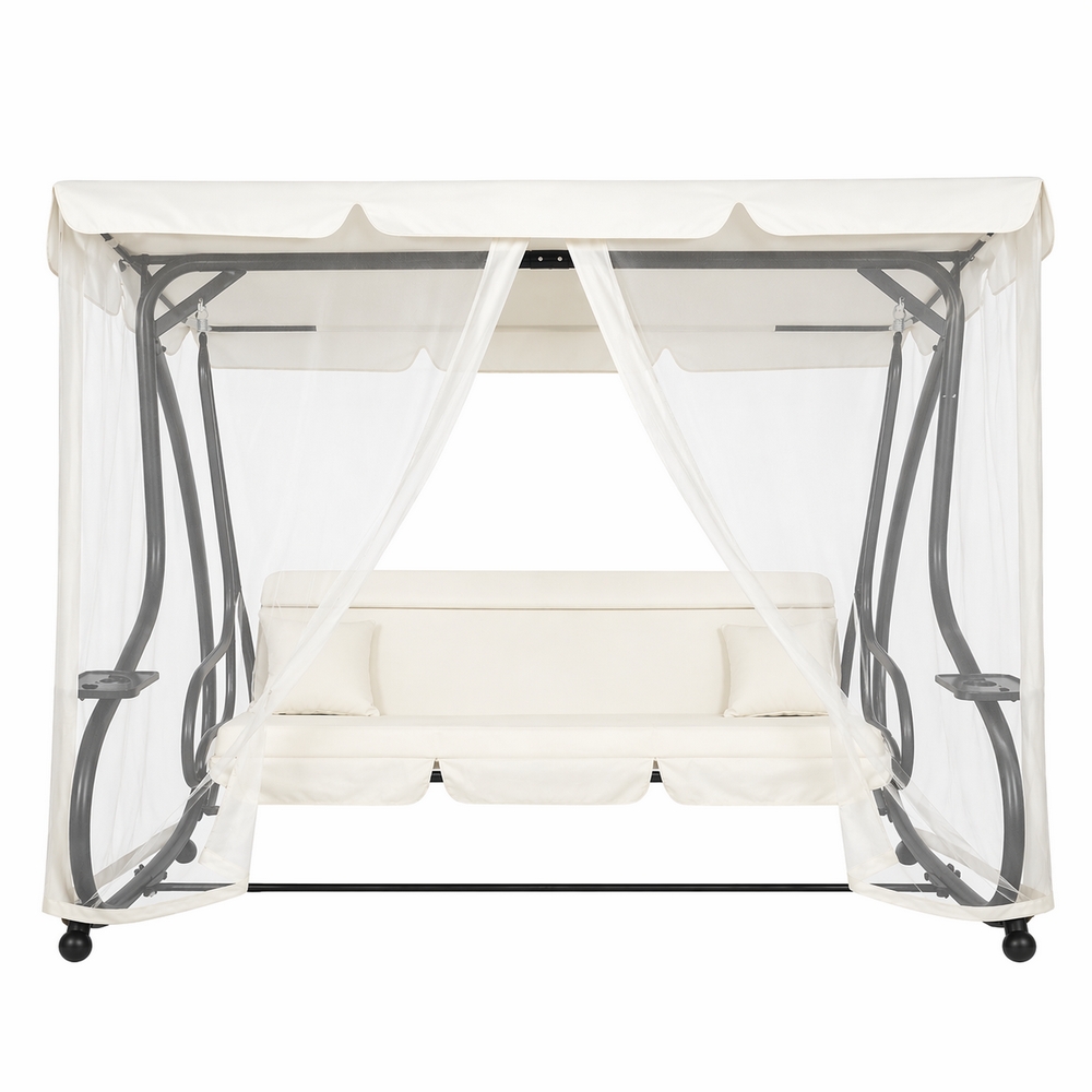 Zahradní houpačka SPRINGOS BOHEMA 4-místná, krémová