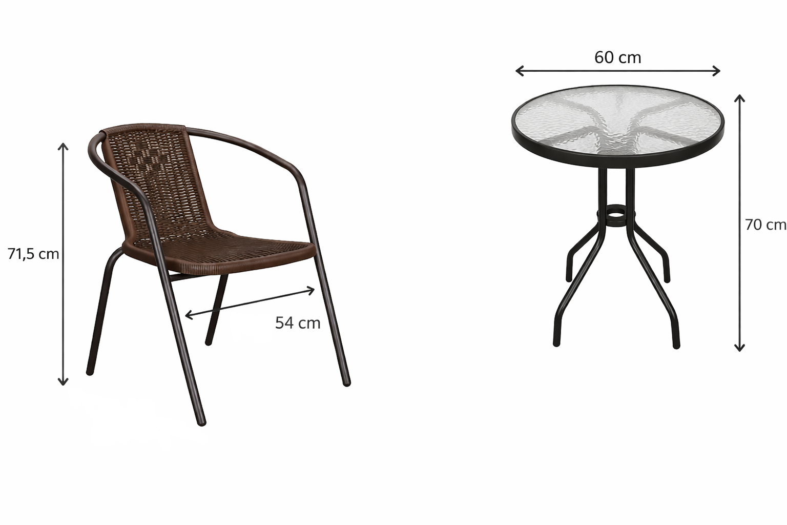Zahradní set ratanového nábytku SPRINGOS BISTRO 2 hnědý