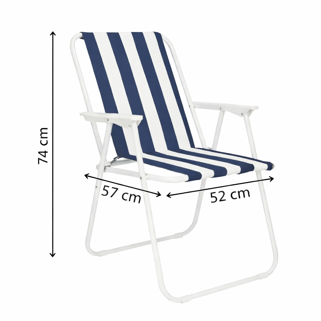 Zahradní křeslo SPRINGOS MALAGA modro-bílé pruhy