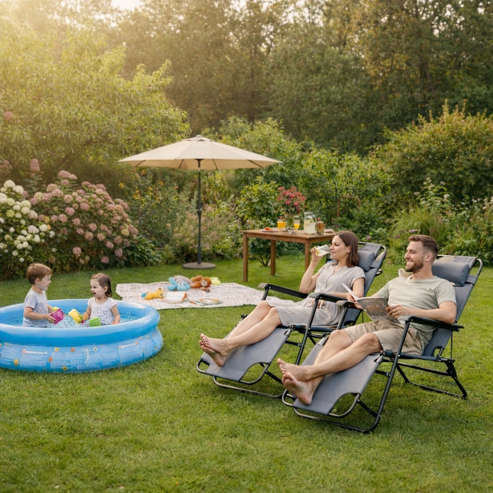 Zahradní polohovací křeslo SPRINGOS RELAX tmavě šedé