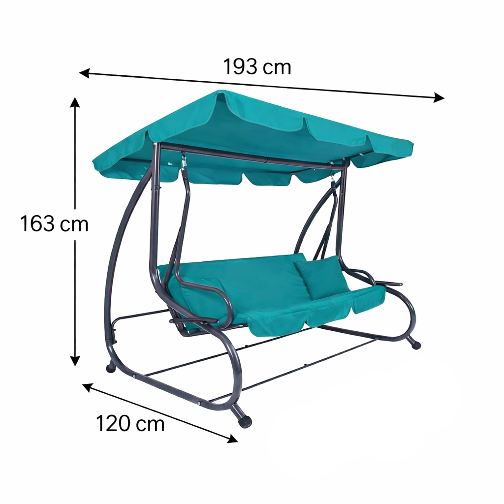 Zahradní houpačka SPRINGOS VENEZIA 3-místná tyrkysová