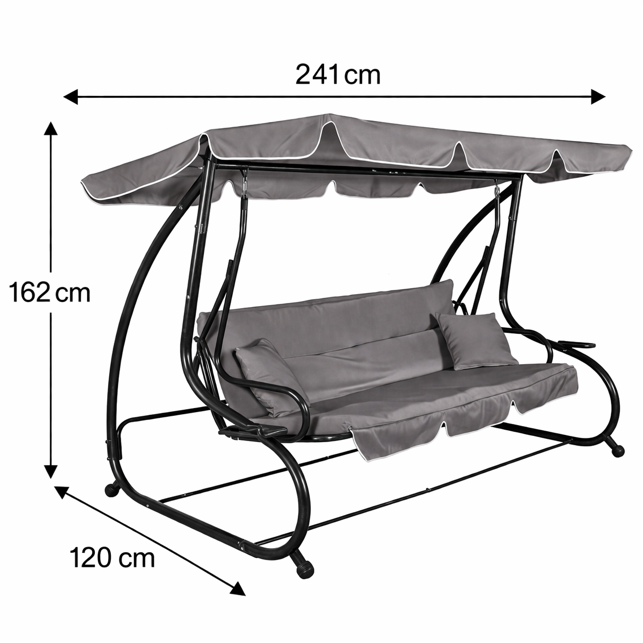 Zahradní houpačka SPRINGOS LINDA 4-místná, šedá