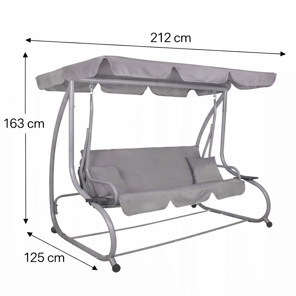 Zahradní houpačka SPRINGOS VENEZIA 3-místná, šedá