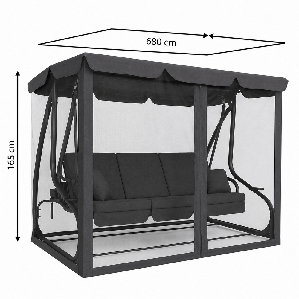 Moskytiéra pro zahradní houpačky 165x680 cm SPRINGOS GS0026M šedá