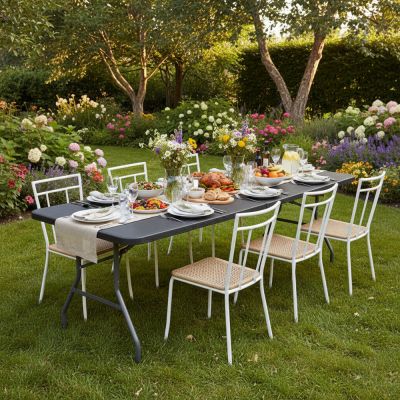 Cateringový stůl skládací 180x75 cm SPRINGOS RAUT GF0052 grafitový