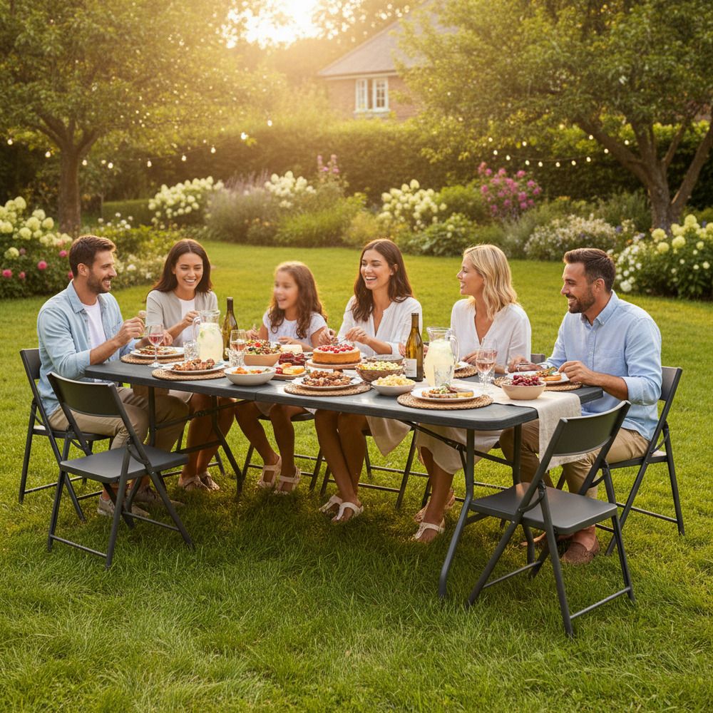 Cateringový stůl skládací 180x75 cm SPRINGOS RAUT GF0052 grafitový