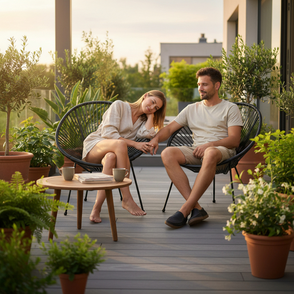 Ratanové zahradní křeslo SPRINGOS LOA GF0085 černé