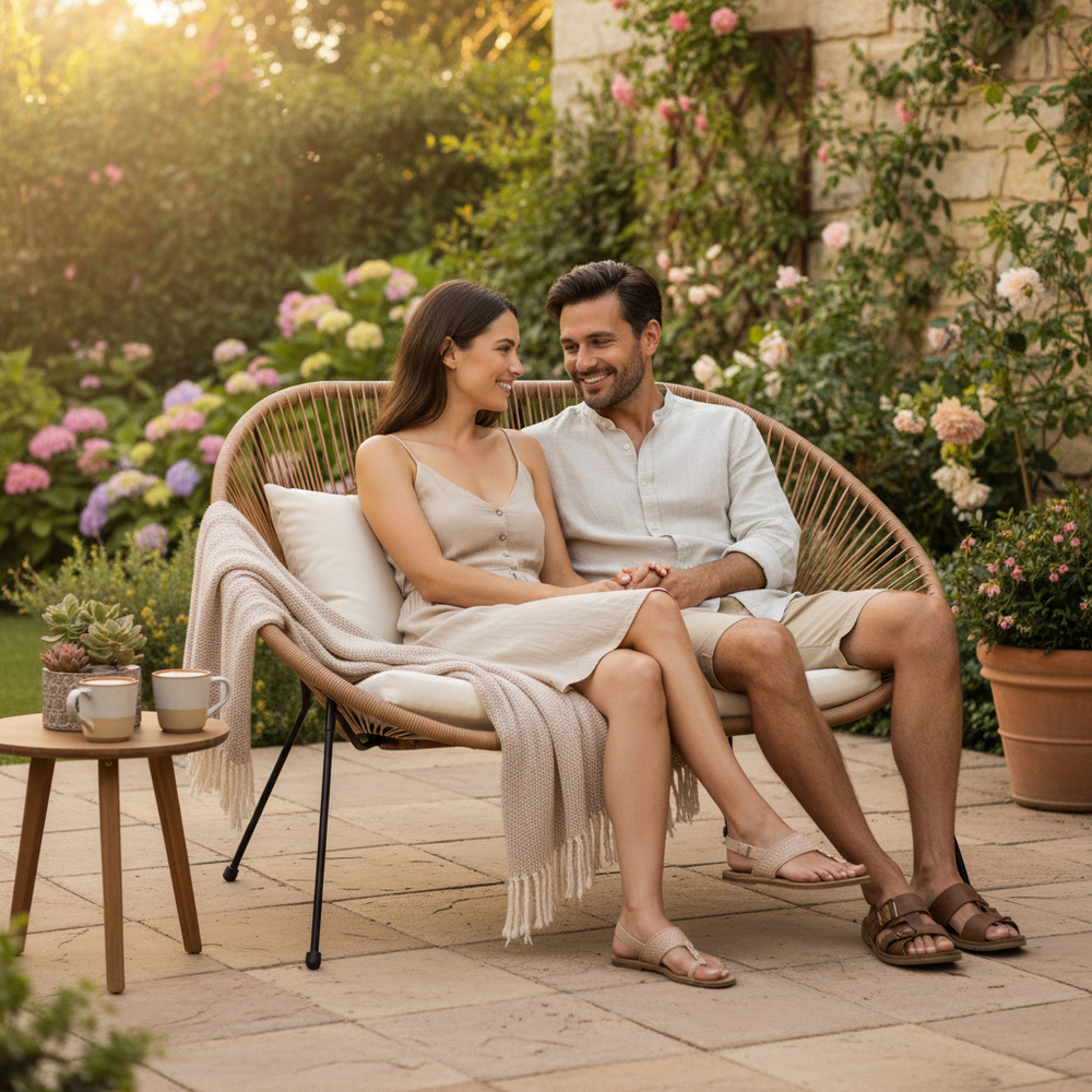 Ratanová zahradní pohovka SPRINGOS LOA GF0087 hnědá