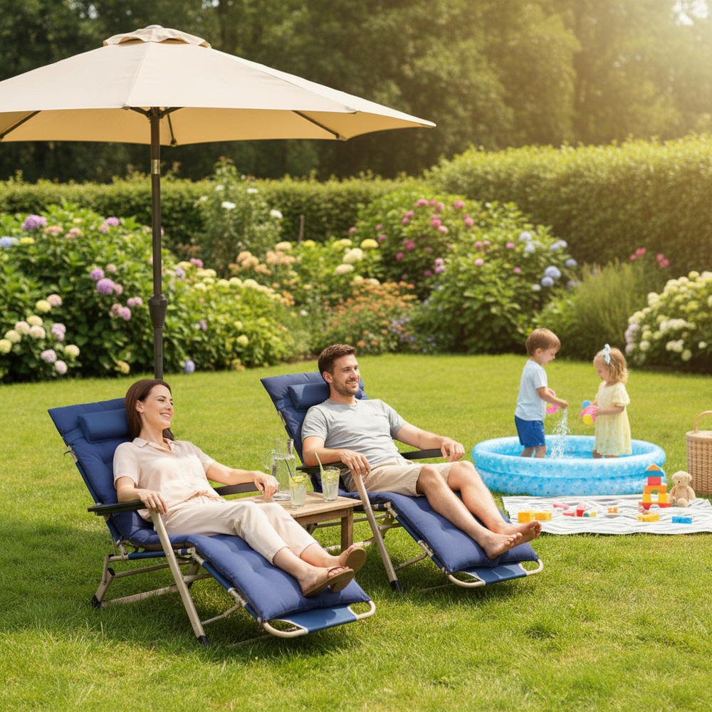 Zahradní polohovací křeslo SPRINGOS VICTO modré