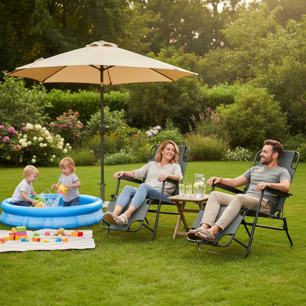 Zahradní polohovací křeslo SPRINGOS RELAX tmavě šedé