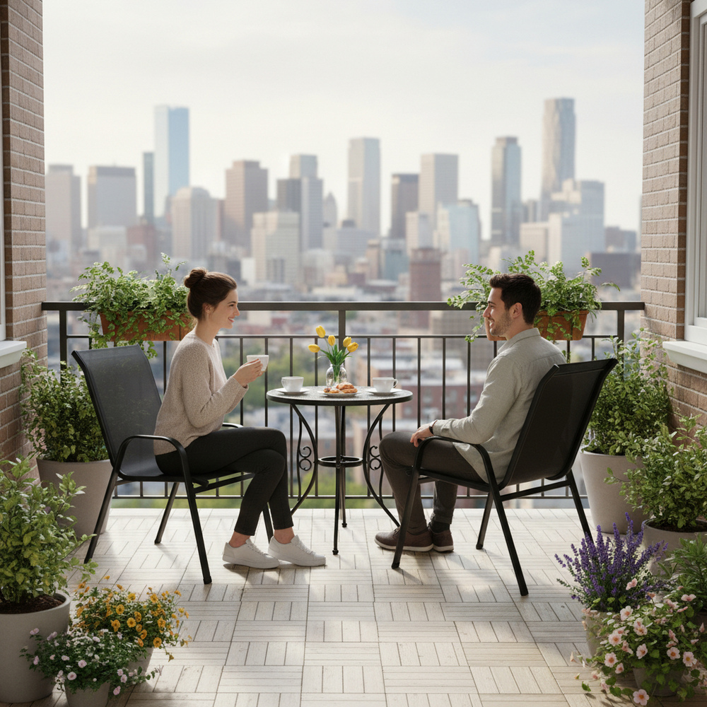 Set 2x Zahradní křeslo SPRINGOS MONZA GF0102 černé