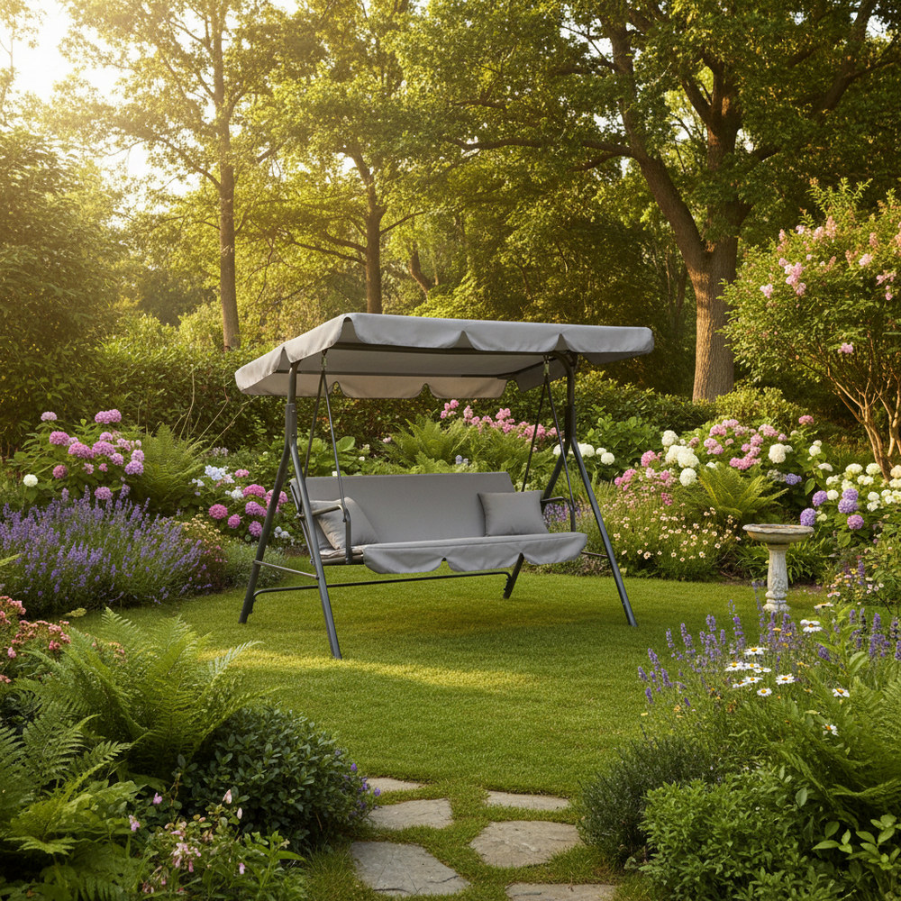 Zahradní houpačka SPRINGOS GRACE 3-místná, šedá