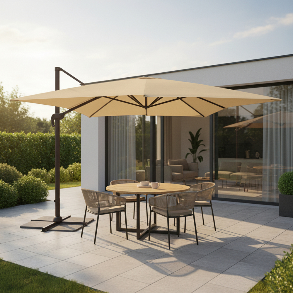 Zahradní slunečník 290x390 cm, béžový SPRINGOS MALTA GU0049