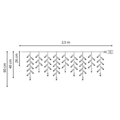 LED krápníky 2,5m, 50LED PRO, IP65, teplá bílá + záblesky