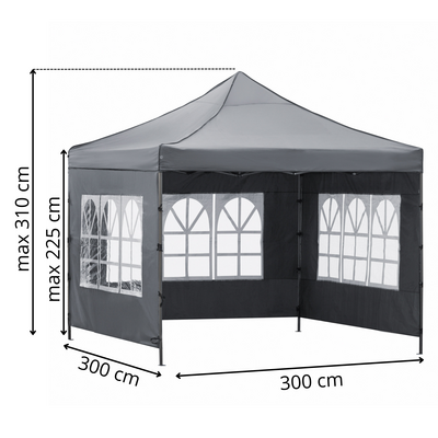 Párty stan 3x3 m SPRINGOS GP0005 tmavě šedý