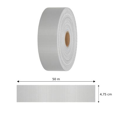 Plotová páska 4,75cm x 50m + spony SPRINGOS FN0013 světle šedá