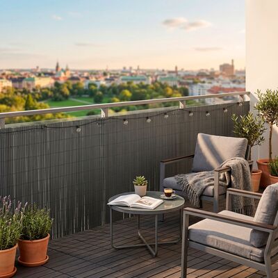 PVC zástěna 1x5 m na balkon plot SPRINGOS GA0238 šedá