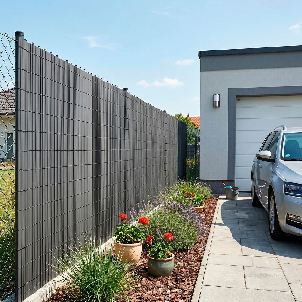 PVC zástěna 1x5 m na balkon plot SPRINGOS GA0238 šedá