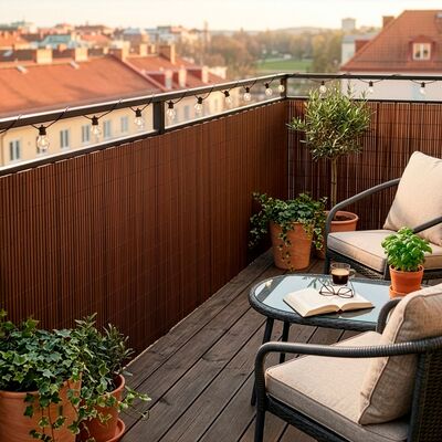 PVC zástěna 1,6x5 m na balkon plot SPRINGOS GA0247 hnědá