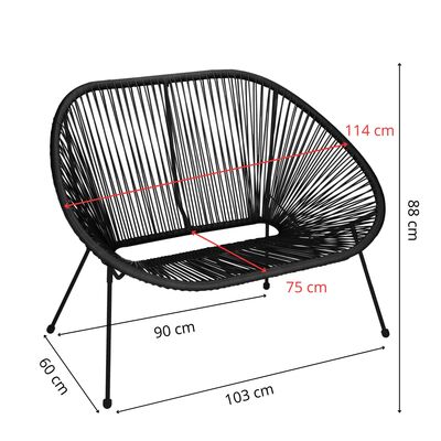 Ratanová zahradní pohovka SPRINGOS LOA GF0088 černá