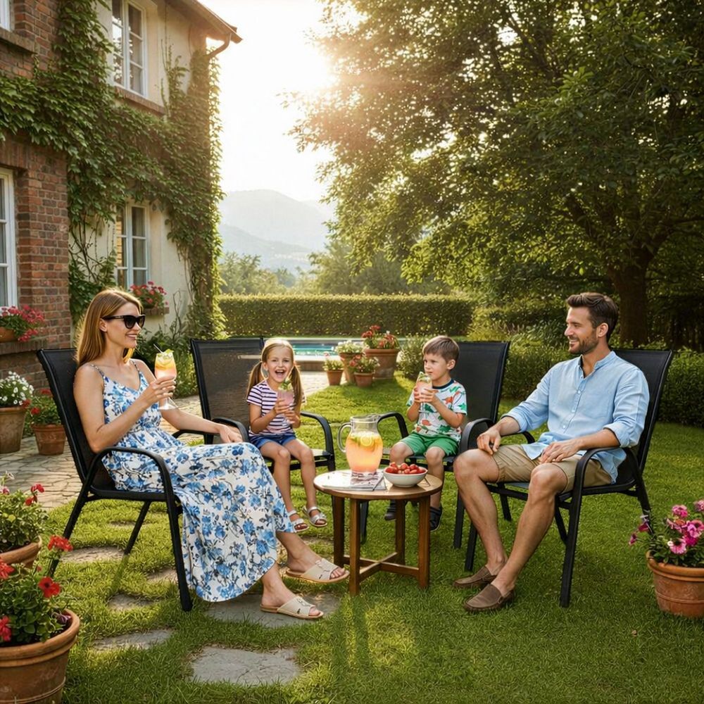 Set 4x Zahradní křeslo SPRINGOS MONZA GF0071H černé