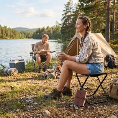 Turistická skládací židle SPRINGOS TRIP černá