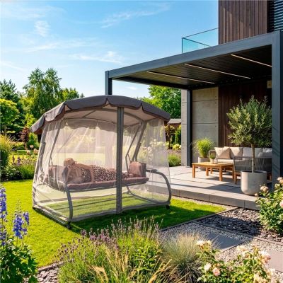 Zahradní houpačka 3-4-místná SPRINGOS DIANA GS0032, hnědá