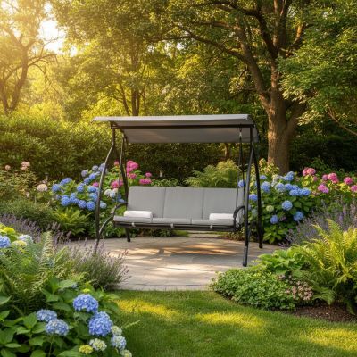 Zahradní houpačka 3-místná SPRINGOS JOKO GS0030, šedá