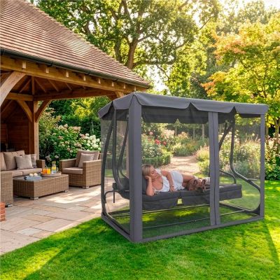 Zahradní houpačka SPRINGOS BOHEMA 3-místná, tmavě šedá