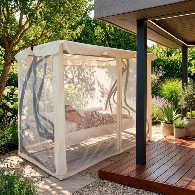 Zahradní houpačka SPRINGOS BOHEMA 4-místná, krémová