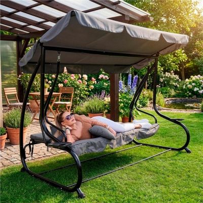 Zahradní houpačka SPRINGOS LINDA 4-místná, šedá